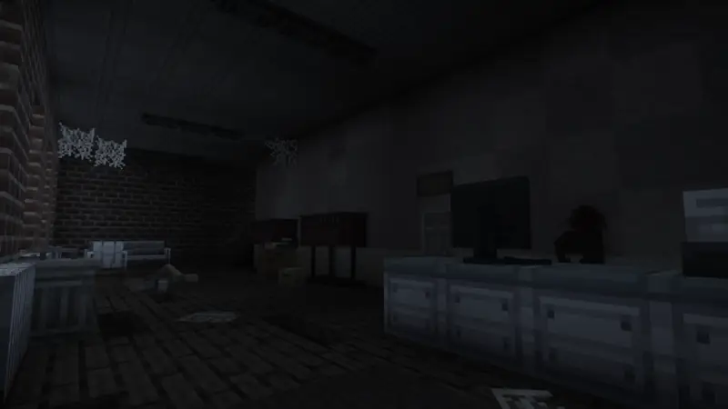 Dark, abandoned lobby interior