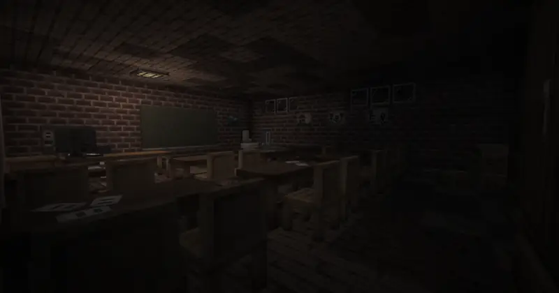 Abandoned dark classroom